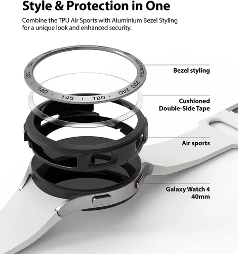 Vista 4 de Ringke [Deportes aéreos + estilo bisel] Compatible con Samsung Galaxy Watch 4 de 1.575 pulgadas, funda flexible de poliuretano termoplástico a