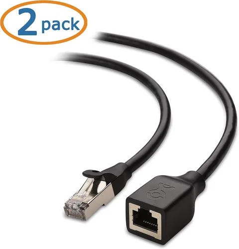 Vista 2 de Cable Matters Paquete de 2 cables de extensión Ethernet Cat 6 blindados cortos de 10 Gbps, 1.5 pies
