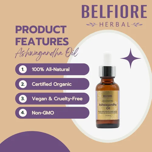 Vista 4 de Ashwagandha Aceite orgánico natural 100% puro, apoyo inmunológico, piel saludable, estimulante de colágeno, antiarrugas, vegano sin OMG, 1 onza