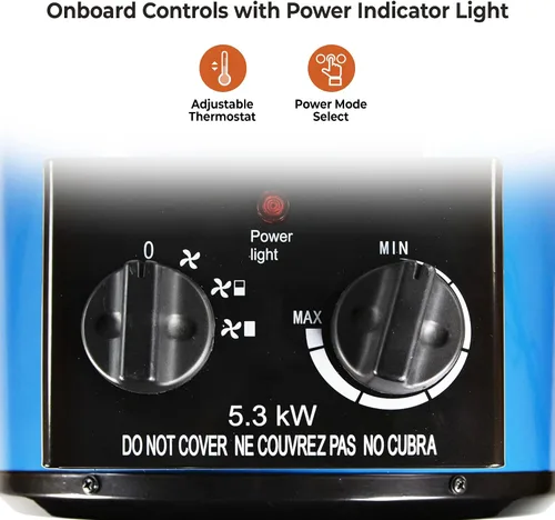 Vista 3 de Comfort Zone Garaje industrial eléctrico de 5,300 W, 240 V montado en el techo, calentador de espacio utilitario, NEMA 6-30R, cuerpo de acero