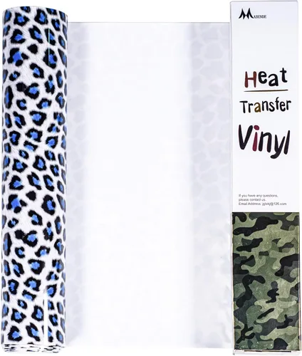 Vista 3 de Vinilo adhesivo de poliuretano estampado, estampado de leopardo azul, 10 pulgadas x 5 pies Azul (Blue leopard print)