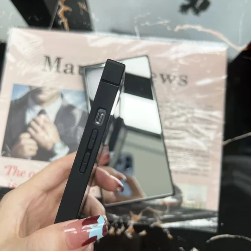 Vista 6 de Compatible con iPhone 13, funda rectangular con espejo, bonita para mujeres y niñas, diseño de espejo de cristal de maquillaje, diseño de moda