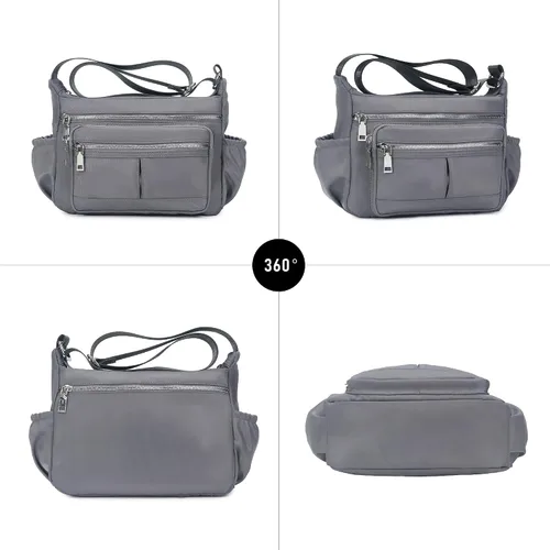 Vista 7 de Chinllo Bolso cruzado de nailon para mujer, con múltiples bolsillos, espacioso, bolso de hombro con correa