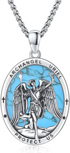 Vista 113 de Collar de amuleto de medalla de San Patrono de plata/oro de 14 39A-St Peregrino-Plata
