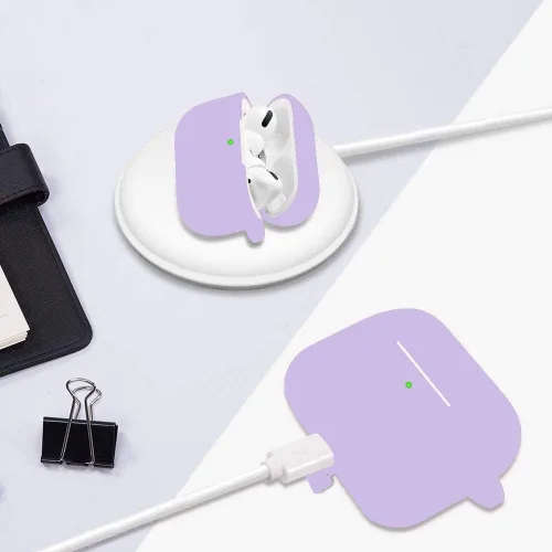 Vista 5 de Cypher.V Funda protectora para Airpods Pro con funda de silicona y puntas suaves para las orejas, unisex, color morado lavanda Púrpura lavanda
