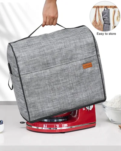 Vista 5 de Cubierta para batidora de pie compatible con accesorios KitchenAid de 4.5 a 5 cuartos de galón, color gris