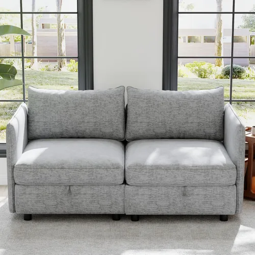 Vista 10 de ERYE Sofá modular de 68 pulgadas con asiento profundo, sofá modular de almacenamiento con respaldo y reposabrazos de combinación gratuita, sofá