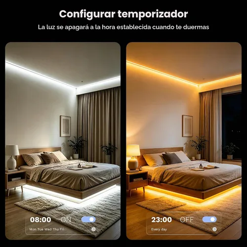 Vista 6 de MIWISE Tira de luces LED RGB COB 9.84 pies/3m, tira de luz de cambio de color regulable DC24V, compatible con Alexa/Google Assistant/Tuya, cinta
