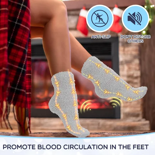 Vista 6 de Toulite 80 pares de calcetines de invierno mullidos para mujeres y niñas, a granel, para donaciones benéficas, antideslizantes, largos y esponjosos