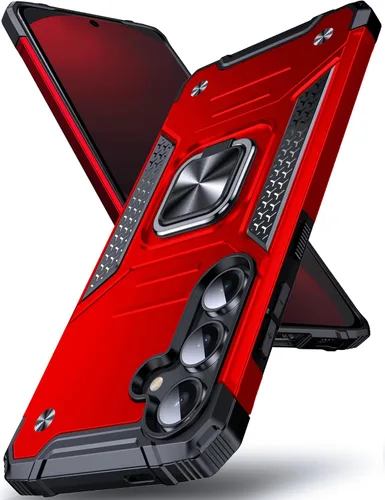 Vista 64 de DASFOND Diseñada para funda Galaxy S8 con soporte, anillo metálico giratorio mejorado de 360°, soporte kickstand de grado militar, resistente a
