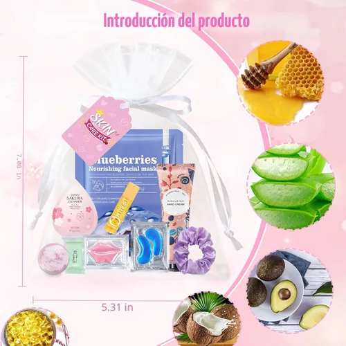 Vista 3 de 132 piezas de suministros de fiesta de spa para mujeres, recuerdos de fiesta de spa, incluye máscaras faciales, máscaras de labios, máscaras