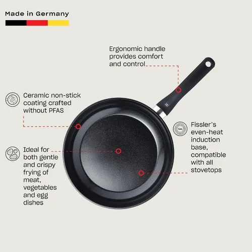 Vista 2 de Fissler Essential - Sartén antiadherente de cerámica de 8 pulgadas, color negro órbita, fácil liberación, fabricada sin PFAS/PTFE añadido