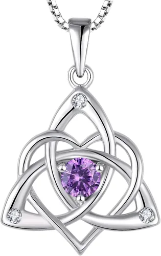 Vista 14 de STARCHENIE Celtic Knot Necklace for Women 925 Sterling Silver Trinity Love Knot Pendant Birthstones Jewelry 38-Ópalo-Oct