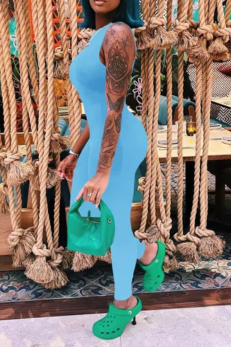 Vista 8 de PRETTYGARDEN Enterizo ajustado de verano para mujer, casual, sin mangas, elástico, de una pieza, ajustado, para mujer
