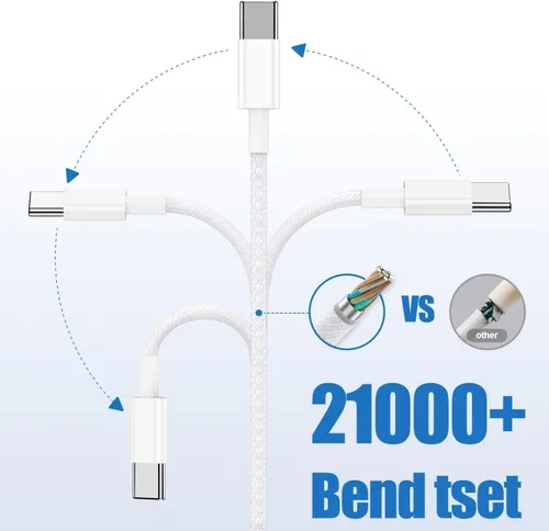 Vista 4 de Cable de carga USB C a C de 3 pies, 60 W rápido tipo C a C, cable de carga corto para Apple iPhone 17 Pro Max/17 Air/16 Pro Max/15 Plus, MacBook Pro