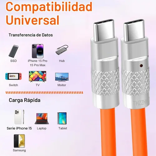 Vista 4 de Cable USB C 3.2 Gen2 de silicona de 3.3 pies, ultra flexible y suave, USB C de 20 Gbps 4K a 60 Hz, carga rápida, 100 W, cable tipo C