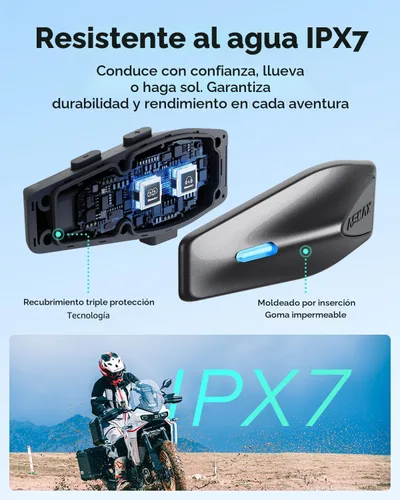 Vista 7 de ASMAX Auriculares Bluetooth para motocicleta S1 con control de voz