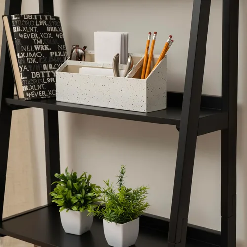 Vista 4 de Linon Melissa - Estantería de madera negra con cinco estantes Negro