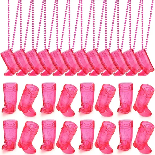 Vista 16 de Sieral 12 Piezas de Vasos de Chupito de Bota en Collar con Cuentas, Collar de Vaso de Chupito de Vaquera de Plástico, Collar de Vaso de Chupito