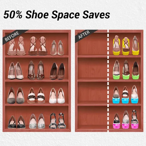 Vista 2 de Shoepal - Organizador de ranuras para zapatos, apilador ajustable y ahorro de espacio de almacenamiento, soporte de zapatos de doble cubierta