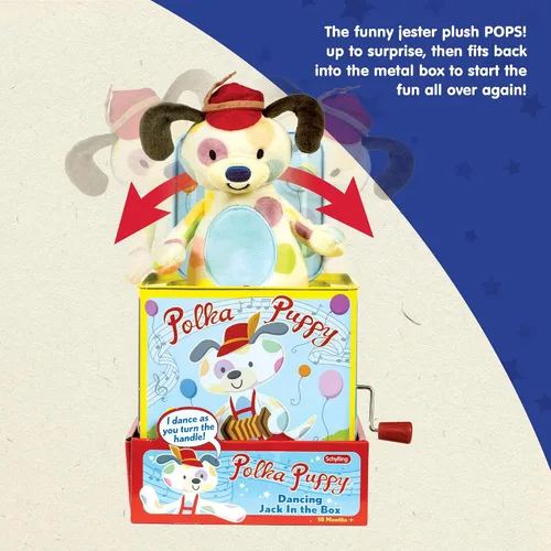 Vista 4 de Muñeco en caja de sorpresas de Schylling, Puppy Dancing Jack in the Box, Multi