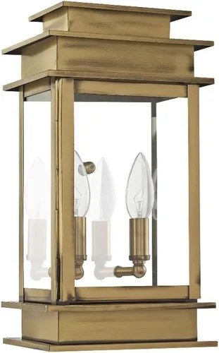 Vista 6 de Livex Lighting 2014-07 Princeton linterna de pared al aire libre Bronce con reflector de acero inoxidable cromado pulido