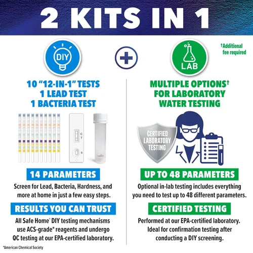 Vista 2 de Safe Home® Kit completo de prueba de agua potable, detección de bricolaje para 14 parámetros + pruebas opcionales en nuestro laboratorio certificado