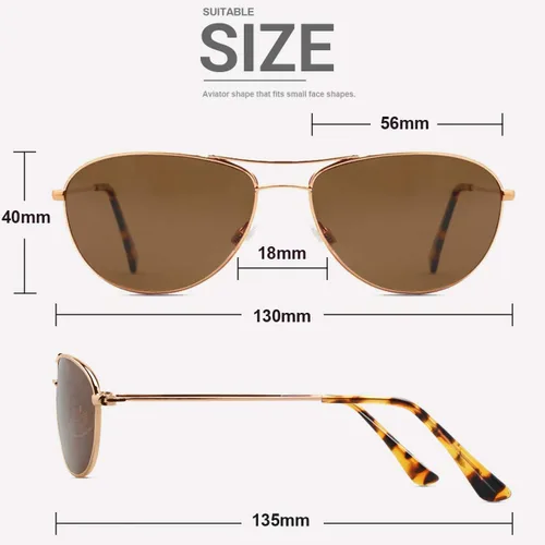 Vista 5 de MAXJULI Gafas de sol polarizadas de aviador para cara pequeña a mediana 8017 y 8018
