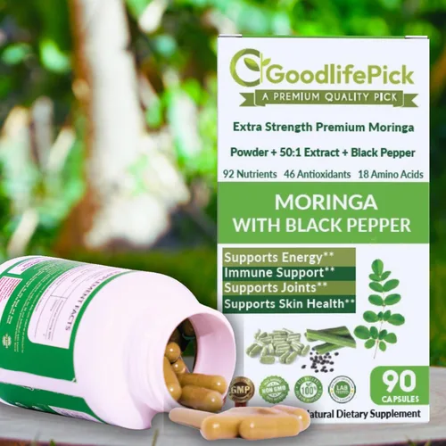 Vista 12 de Cápsulas de moringa prémium con pimienta negra. Polvo de oleifera de moringa y extracto de moringa 50:1 para obtener los máximos beneficios, 90