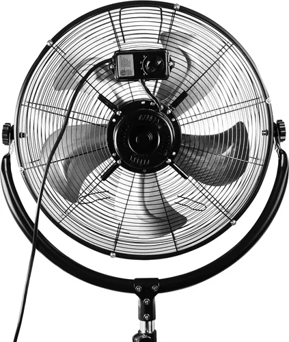 Vista 3 de Vie Air Ventilador de Tambor Pedestal Industrial de Servicio Pesado de 20" de Metal Potente y Silencioso de Alta Velocidad con Inclinación de 360