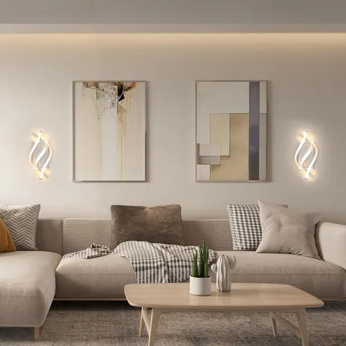 Vista 5 de DELIPOP Aplique de pared LED moderno, lámpara de pared interior espiral de 3000 K, lámpara de pared LED acrílica de 21 W para pasillo, baño