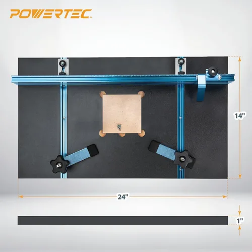 Vista 7 de POWERTEC Kit de Accesorios para Mesa de Taladro de Columna con Riel en T, Guía para Taladro de Columna de 14"x24", Escala Grabada con Láser