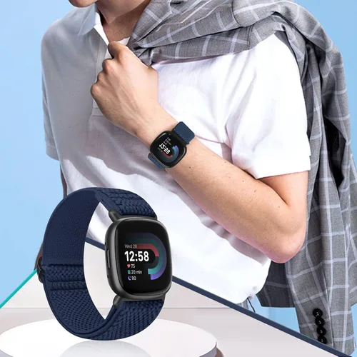 Vista 6 de Bandas elásticas compatibles con Fitbit Versa 4/Fitbit Sense 2/Fitbit Versa 3/Fitbit Sense bandas para hombres y mujeres, paquete de 4 correas