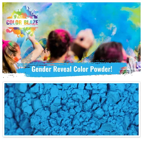 Vista 6 de Color Blaze Paquetes de polvo de color para revelación del género del bebé, 2.65 oz cada uno, 10 paquetes de polvo de color azul para niños