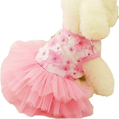 Vista 7 de Vestido de perro arnés para niña, ropa Yorkie para perros pequeños, vestidos para cachorros y niñas, vestido tutú pequeño