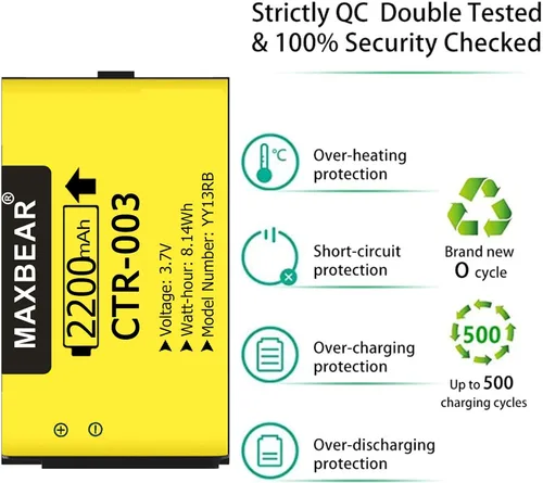 Vista 2 de MAXBEAR CTR-003 Battery, (Upgraded) 2200mAh Li-ion New 0 Cycle Internal Replacement Battery for 3DS New 2DS XL 2DS Game Console with Repair Tool Kit