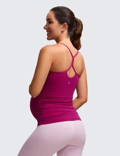 Vista 2 de CRZ YOGA Butterluxe - Camiseta sin mangas de maternidad con espalda en Y para mujer, fruncida, básica, sin mangas, atlética, para yoga