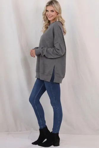 Vista 7 de SHEWIN Sudadera casual de manga larga con cuello redondo para mujer, ligera, holgada