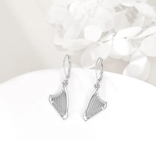 Vista 2 de YFN Aretes deportivos y de música de plata de ley para amantes del deporte, amantes de la música, regalos de joyería para mujeres, niñas, hombres