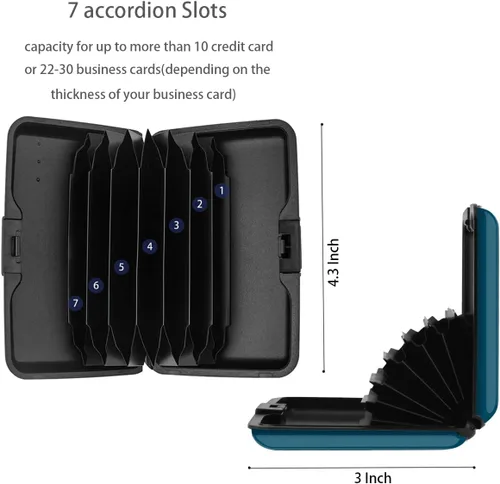 Vista 5 de Portatarjetas de crédito con bloqueo RFID, mini tarjetero delgado de aluminio duro para hombres o mujeres, Azul marino