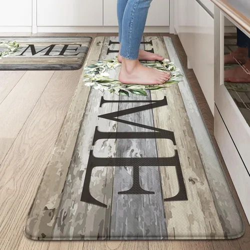 Vista 12 de KIMODE - Alfombra de cocina antifatiga para el piso, de 17.3 x 29 pulgadas, alfombra de cocina de estilo rústico, antideslizante, acolchada