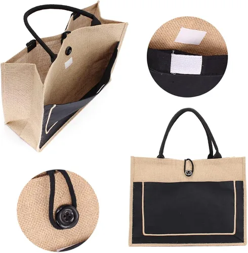 Vista 3 de TANOSII Bolsa de playa de paja para mujer, bolsa de yute tejida a mano