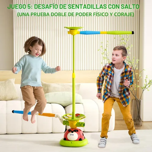 Vista 7 de Juguetes Musicales de Salto 5 en 1, Juego de Lanzar Anillos Pisoteando Lanzacohetes para Niños, Juguetes de Evitar Obstáculos y Saltar en Cuclillas