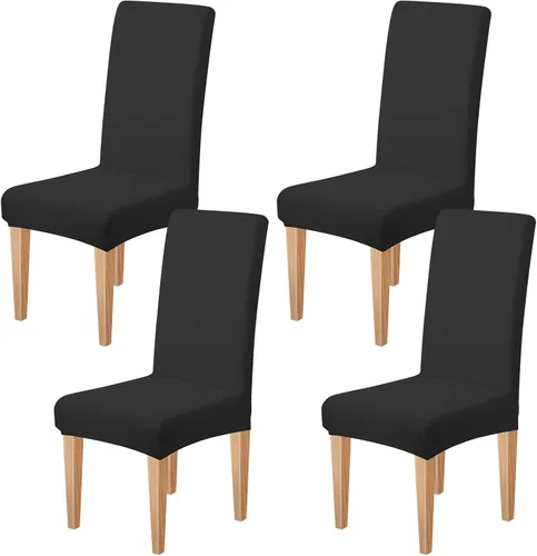 Vista 15 de Dioxide Fundas de Silla de Alto Estirar para Sillas de Comedor, Juego de Fundas de Silla de Comedor Lavables de 4, Fundas de Asiento de Silla