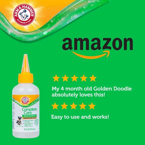 Vista 8 de Arm & Hammer Complete Care Gel oral sin escobillas para perros, sabor a mantequilla de maní, pasta de dientes para perros sin cepillo, bicarbonato