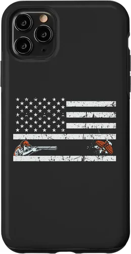 Vista 13 de Funda para iPhone 16 Orgullosa Bandera Americana Retro - Skeet Trap Clay Shotgun Shooting Case