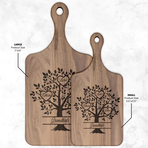 Vista 5 de Tabla de cortar personalizada, tabla de cortar de árbol familiar, tabla de cortar personalizada, tablas de charcutería para nieto, tabla de cortar