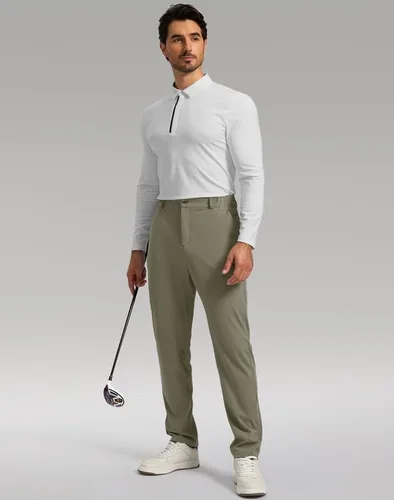 Vista 6 de Soothfeel Pantalones de golf para hombre con 5 bolsillos, ajustados, elásticos, casuales, de viaje, pantalones de trabajo para hombre