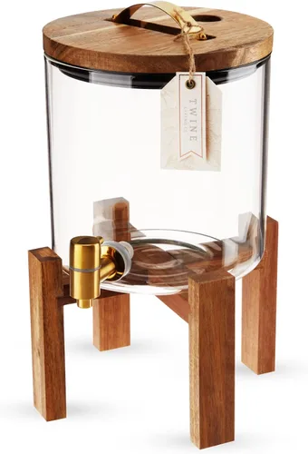 Vista 13 de Twine Dispensador doble de bebidas al aire libre, dispensador de espita de bebidas, dispensador de cóctel para fiestas con soporte de bebida