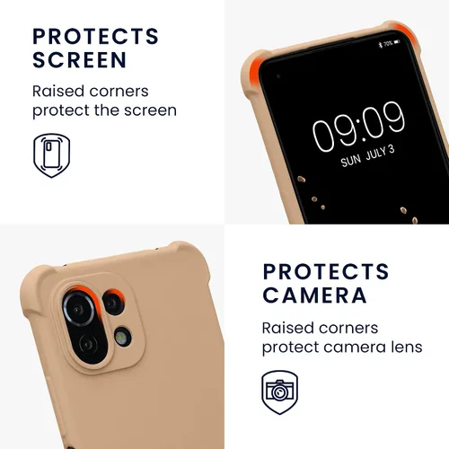 Vista 3 de kwmobile Funda cruzada compatible con Xiaomi 11 Lite (5G) NE/Mi 11 Lite (5G) Funda - Funda de silicona TPU con correa - Macchiato